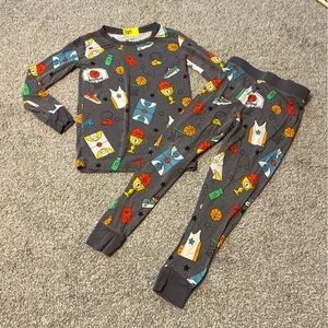 Little sleepies pajamas boy 2T gray orange‎ bamboo hoop stars 2 pc set stretch